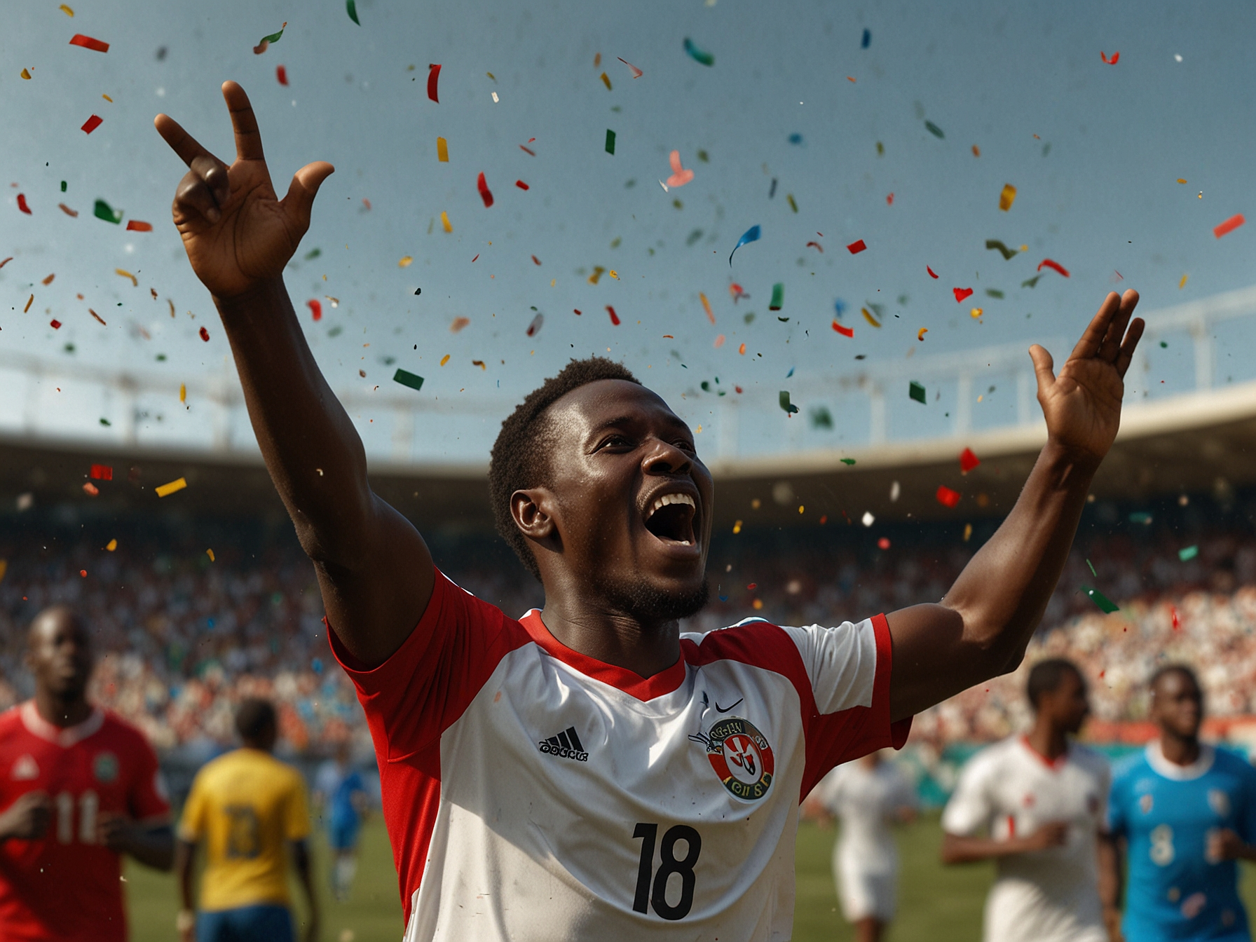 Athlete celebrating a win on field, Mega Jackpot Pro banner